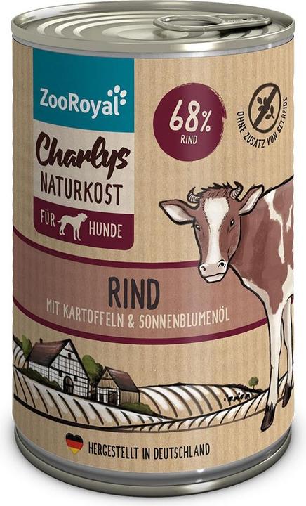 Zooroyal Charlys Naturkost Rind mit Kartoffel & Sonnenblumenöl (Adult, 6 Stk., 2400 g)