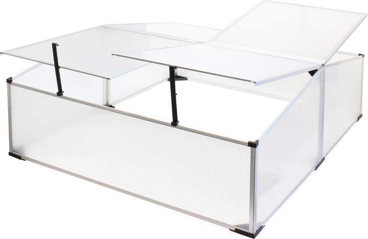 Wiltec Doppel Frühbeet Alu 100x120x40cm Gemüsebeet Gewächshaus arretierbar