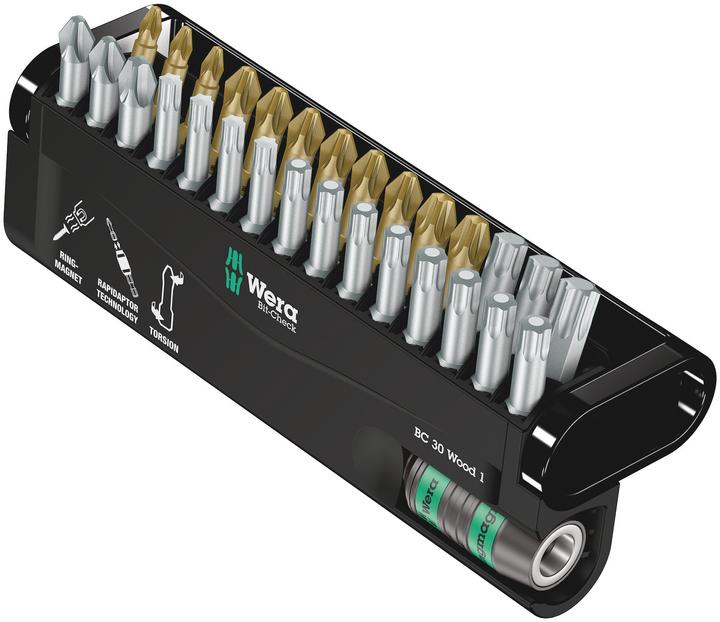 Image du produit Wera Bit-Check 30 Wood 1 (Croix Phillips PH M2, Croix Pozidriv PZ M1, Croix Pozidriv PZ M2, Croix Pozidriv PZ M3)