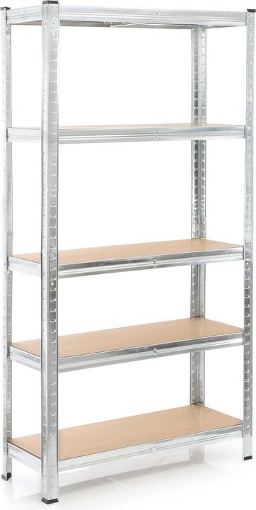 Wiltec Heavy-duty Shelving System Zincked Boltless Steel 180x90x40cm Total Load of 875kg 5 Racks