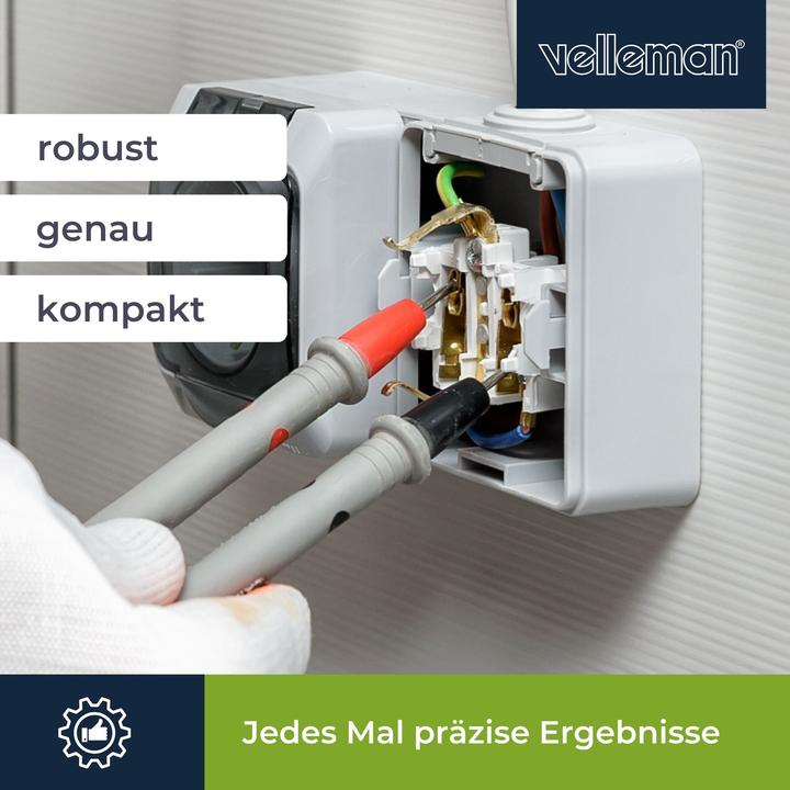 Produktbild Velleman Kompaktes, robustes Digitalmultimeter - CAT III - 600 V - 5 Funktionen (CAT III 300V, CAT III 600V, Hand-Multimeter)