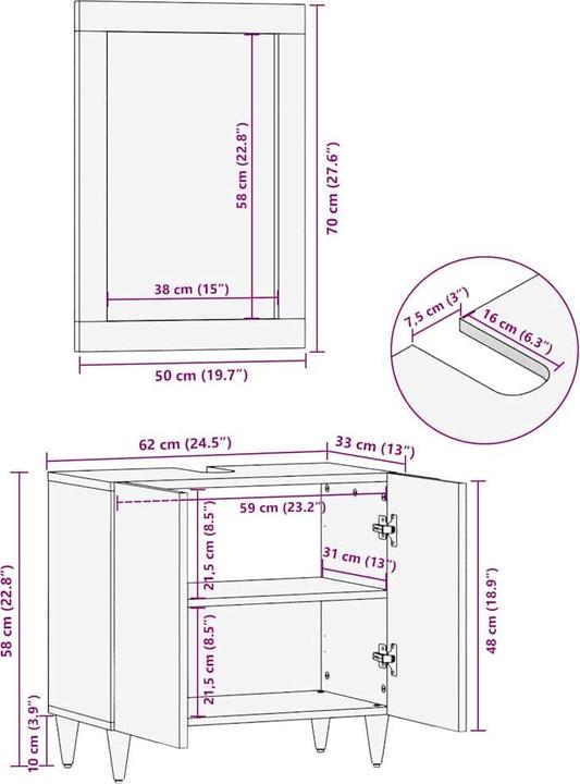 Actual product image vidaXL Badezimmer Spiegel (50 x 2.50 cm)