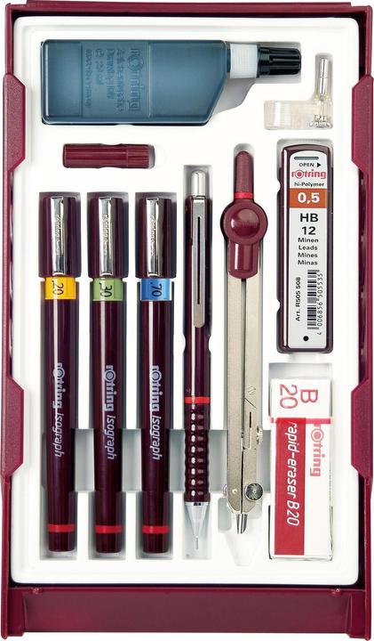Actual product image Rotring isograph College Set - Set of 3 0.2 / 0.3 / 0.7 (Burgundy, 3 x)