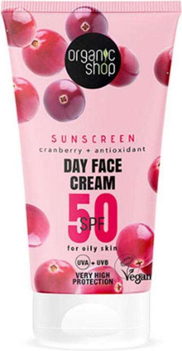 Immagine prodotto Organic Shop Crema solare viso giorno 50 SPF per pelli grasse 50ml (Crema solare viso, SPF 50, 50 ml)