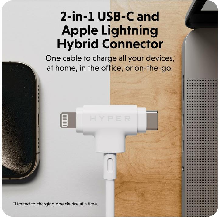 Actual product image Targus HyperJuice Silicone USBC/Lightning60W WT (1.50 m, USB 2.0, 60 W)
