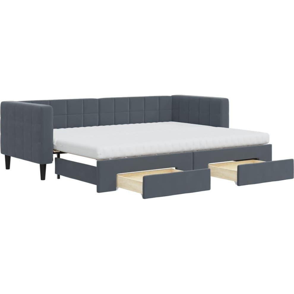 Thumbnail - VidaXL, Sofa, Tagesbett Ausziehbar Schubladen Schlafsofa Bett Dunkelgrau 80x200 cm Samt (2-Sitzer)