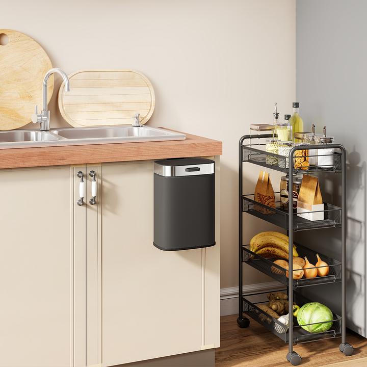 Produktbild Homcom Mülleimer Edelstahl, Kunststoff Schwarz (5 l)