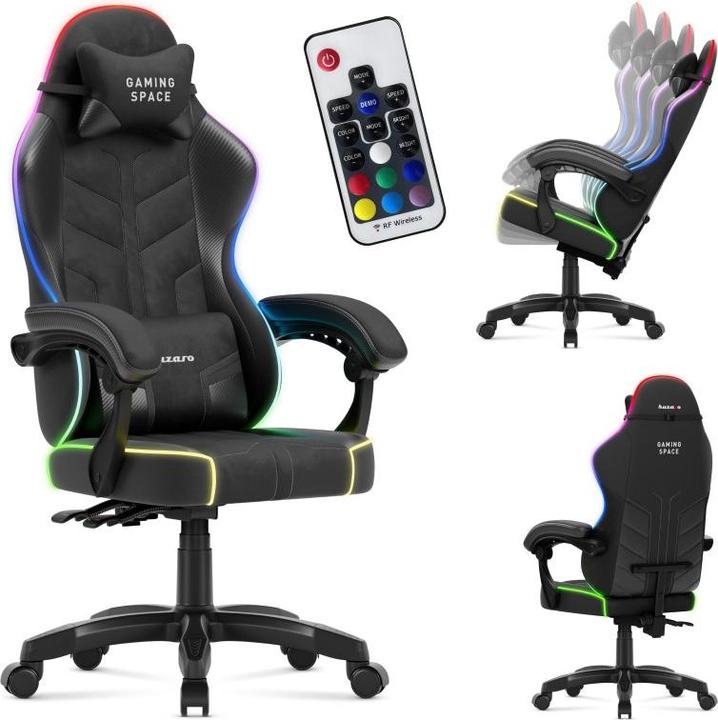 Produktbild Huzaro Force 2.7 RGB Schwarzer Velours-Gaming-Stuhl