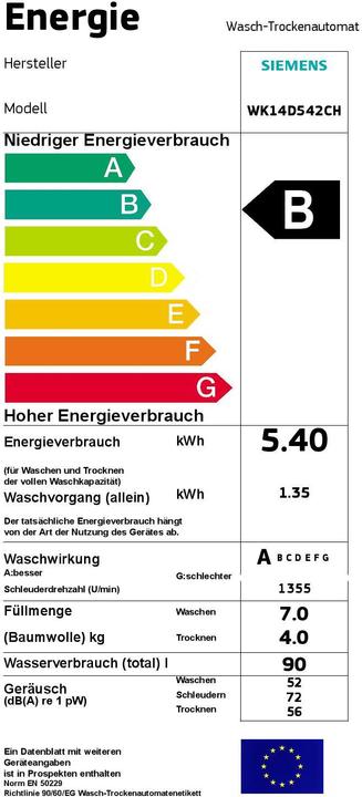 Energie-Label Siemens WK14D542CH