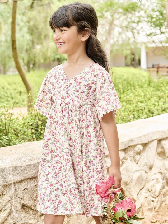 Produktbild Vertbaudet Geblümtes Mädchen Kleid mit Wickelausschnitt (140)