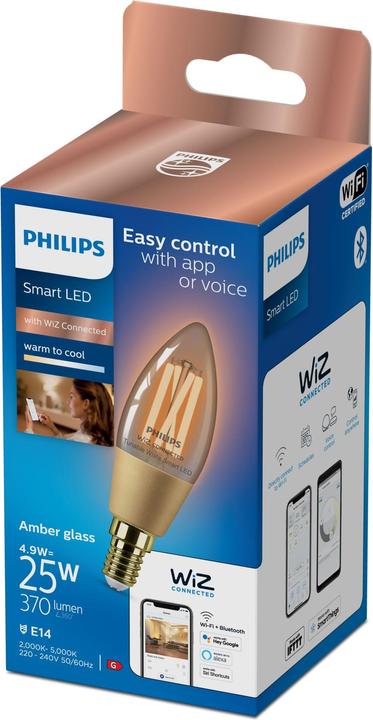Actual product image Philips WFB 25W C35 E14 920-50 Amb 1PF/6 (E14, 4.90 W, 370 lm, 1 x, G)