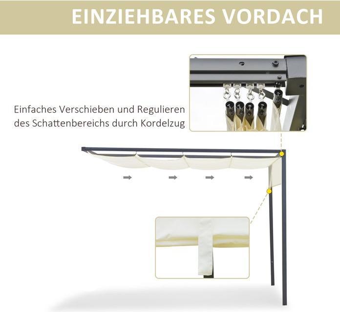 Actual product image Swisshandel24 Pergola gazebo 3x3m garden gazebo BBQ gazebo with fabric roof weatherproof metal polyester cream (300 cm, 300 cm)