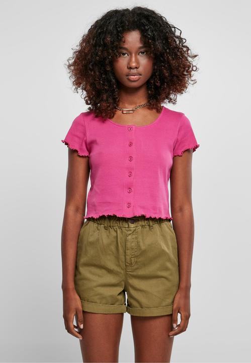 Produktbild Urban Classics Ladies Cropped Button Up Rib Tee - 12114 (4XL)