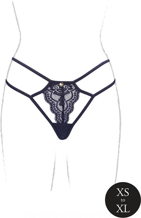 Actual product image Le Désir Faye - Lace Thong with Adjustable Sliders and Golden Details - One Size (One size)