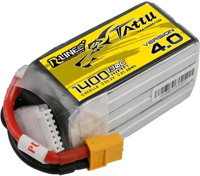 Immagine prodotto Tattu Batteria RC LiPo 1400 mAh 22.2 V 130C R-Line, V4.0 (22.20 V, 1400 mAh)