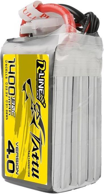 Immagine prodotto Tattu Batteria RC LiPo 1400 mAh 22.2 V 130C R-Line, V4.0 (22.20 V, 1400 mAh)