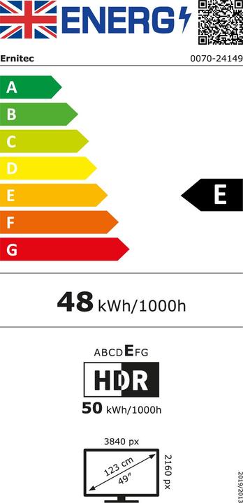 Label énergétique Ernitec 49" moniteur de surveillance 24/7 (3840 x 2160 pixels, 49")