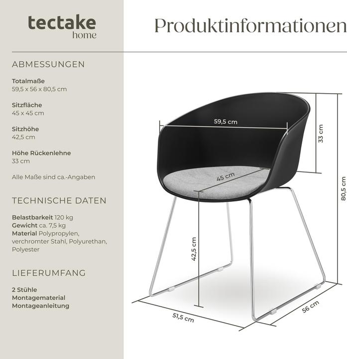 Actual product image tectake Logart plastic armchairs