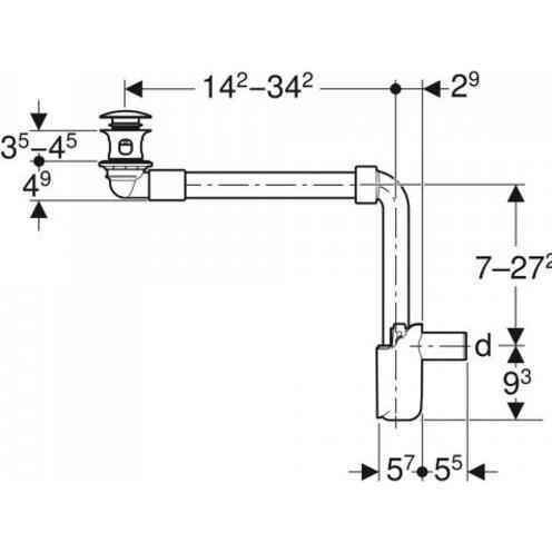 Thumbnail - Geberit, Siphon, Waschbeckenablauf/Raumsparsiphon für eine oder zwei Standarmaturen (Siphon-Montagematerial)