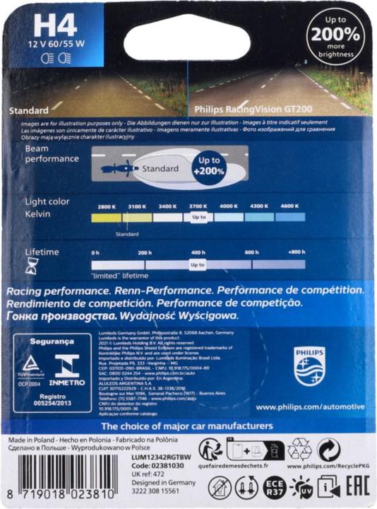 Produktbild Philips 12342RGTBW RacingVision (H4)
