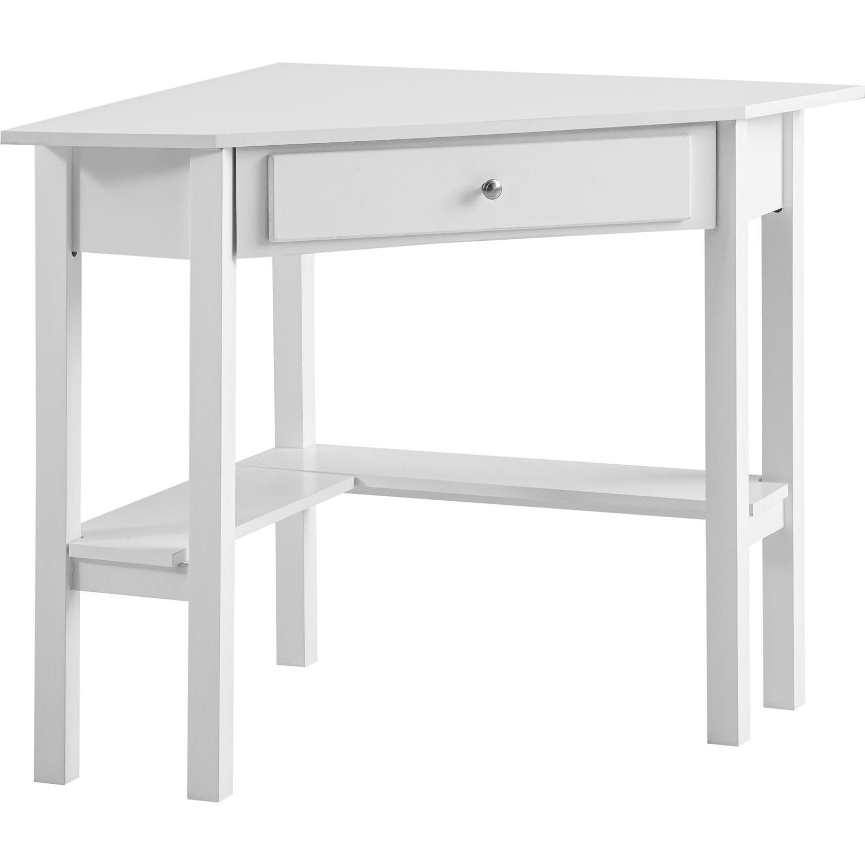 FineBuy, Schreibtisch, Eckschreibtisch Schreibtisch 76 cm Weiss Schublade Tisch Platzsparend