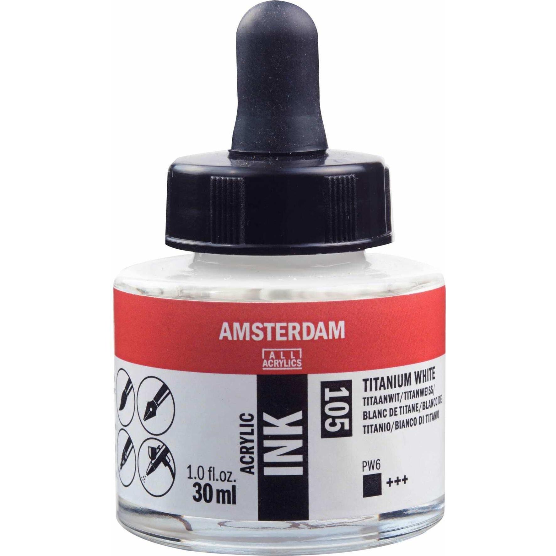 Talens, Künstlerfarbe + Bastelfarbe, Amsterdam Akryltinte 30 ml (Titanweiss, 30 ml)