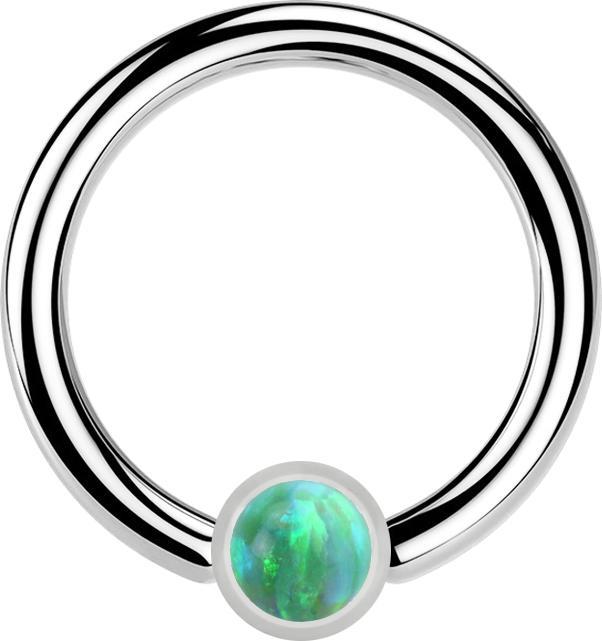 Immagine prodotto Star Piercing Anello Micro Closure argento Cilindro verde opale (senza ottone, Acciaio chirurgico 316L)