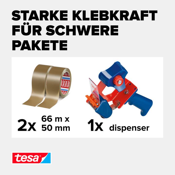 Produktbild tesa tesapack Handabroller Set mit 2 reissfesten PVC Packbändern (50 mm)