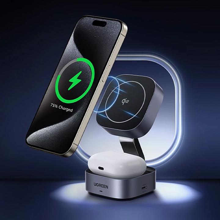 Image du produit Ugreen Station de recharge magnétique pliable Qi2 2-en-1 (15 W)