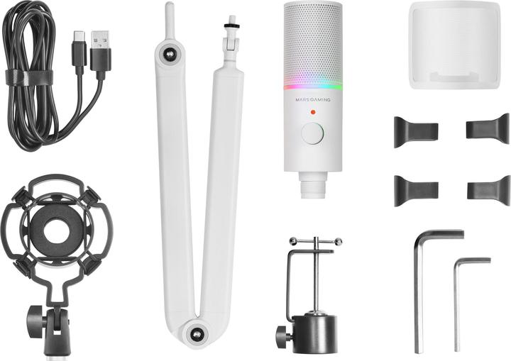Actual product image Mars Gaming Microphone Mmic-Xt RGB Avec Bras De Montage (Blanc)