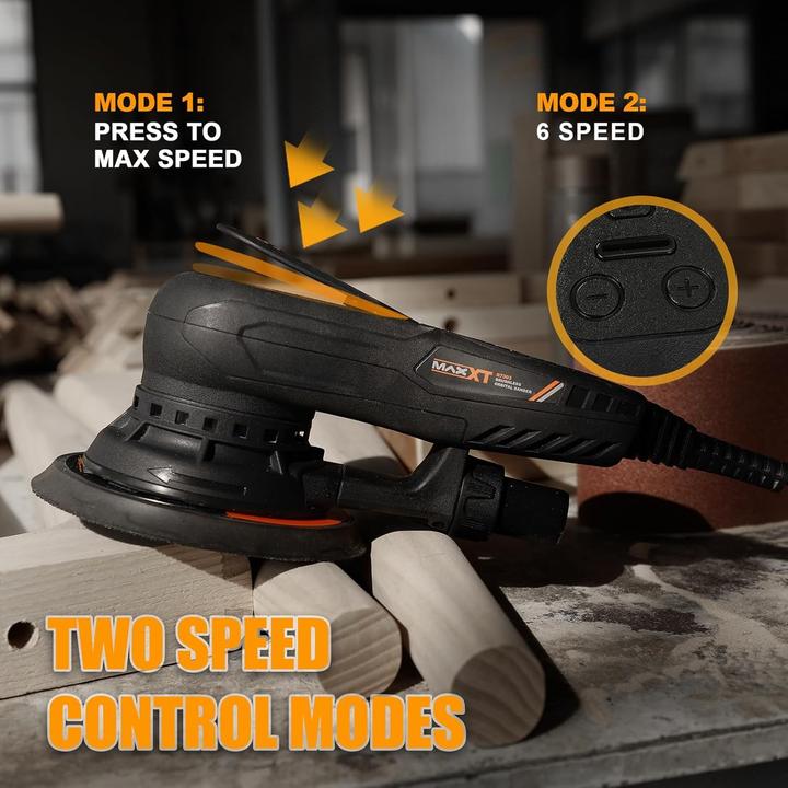 Actual product image Maxxt Brushless Random Orbital Sander with Electronic Brake, Dual Pads, 6 Speeds (Eccentric grinder, 350 W)