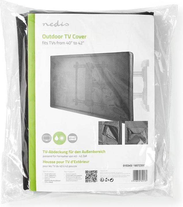 Actual product image Nedis Outdoor TV Screen Cover Screen Size: 40 - 42 " Hook and Loop Closing / Remote Control Holder / (42")
