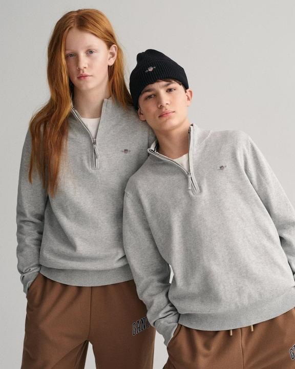 Produktbild GANT Unisex Kids Shield Cotton Half Zip Pullover, lichtgrijs gem., 158-164 (158, 164)