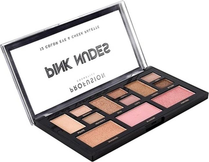 Actual product image Profusion Cosmetics Mini Artistry 12 Shade Eye & Cheek Palette Pink Nudes (Nude, Pink)
