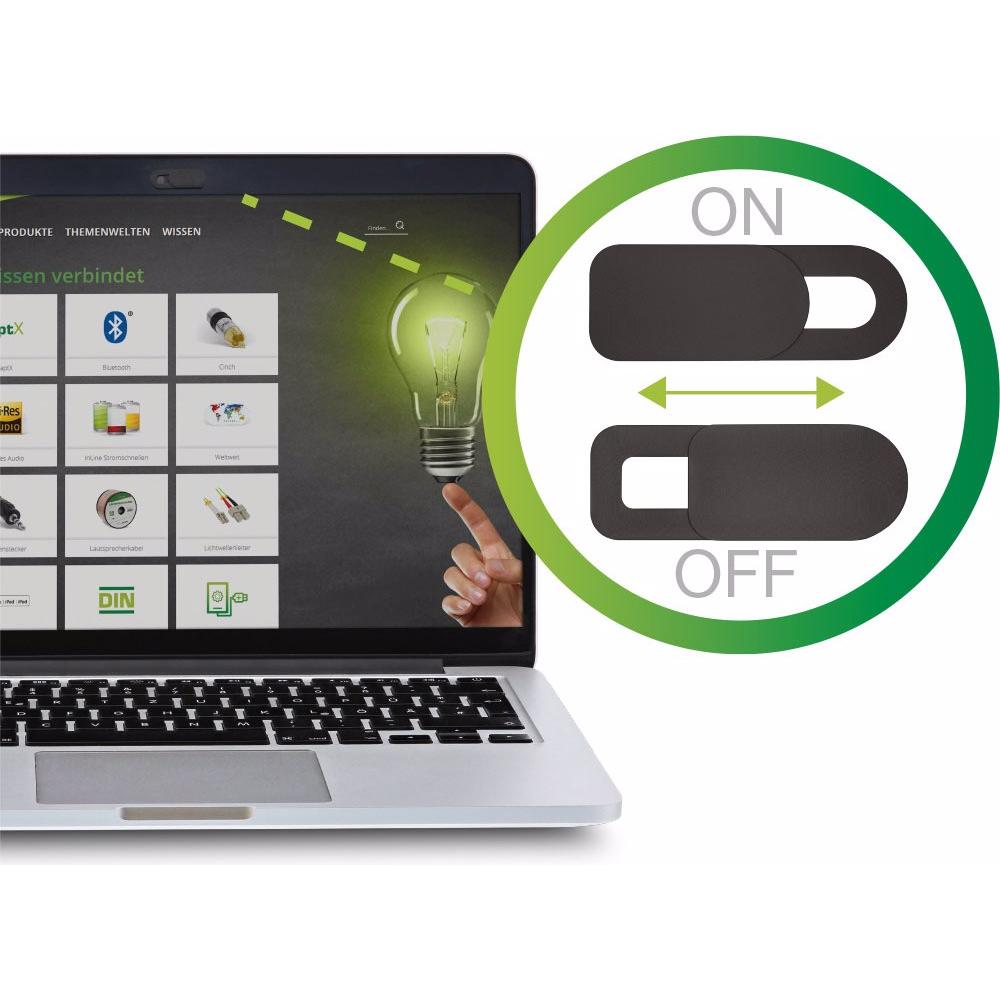Thumbnail - InLine Webcam Slider Abdeckung 2er Pack, Notebook Security, Schwarz