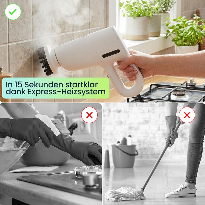 Produktbild Ideoon Profi 3in1 Dampfreiniger & Boden-Dampfbesen: 1200W Handgerät (1200 W)