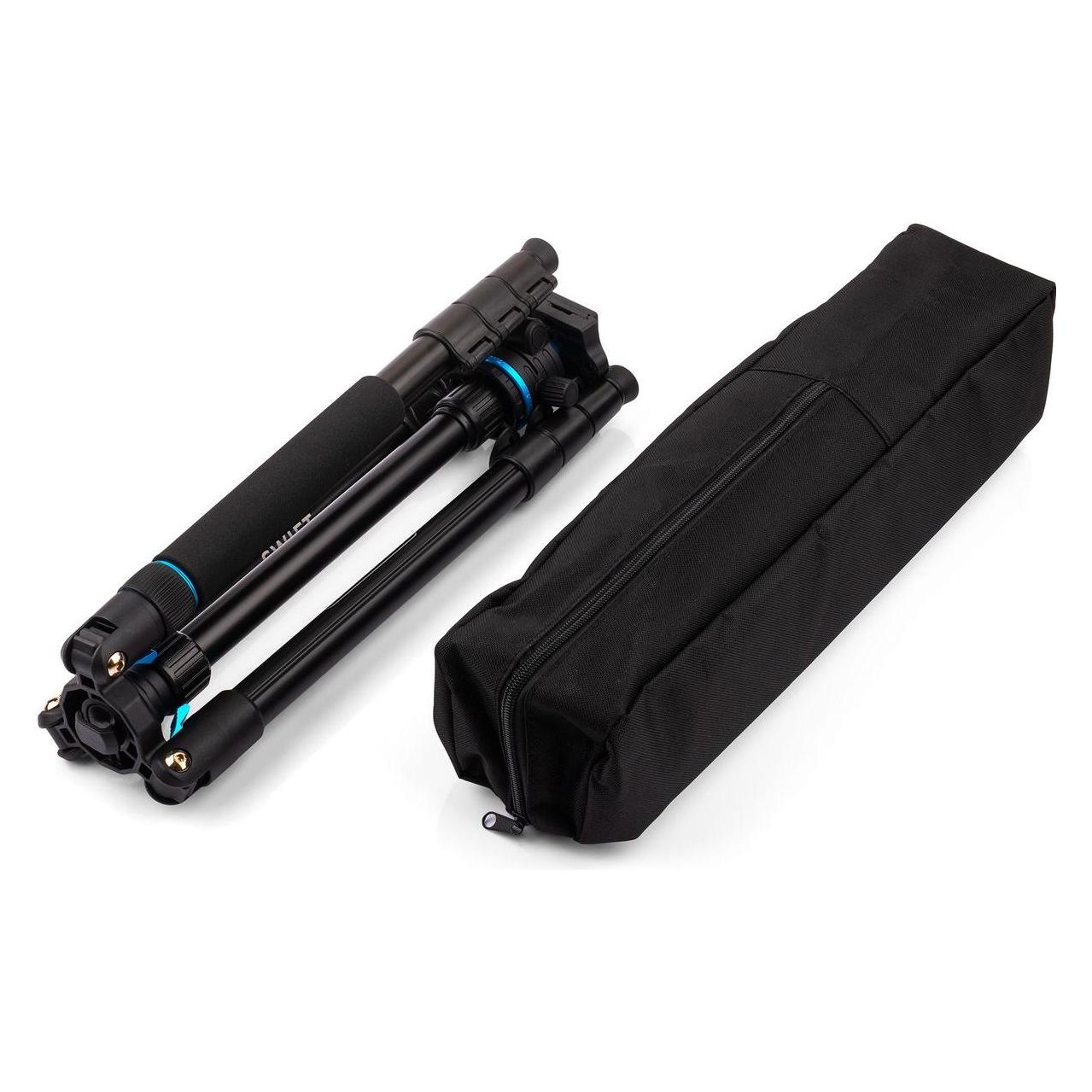 MOJOGEAR Swift Treppiede Fotografico 175 Cm Per Fotocamera E Smartphone - Con Monopiede E Supporto Telefono, Arca Swiss, Colonna Centrale Reversibile