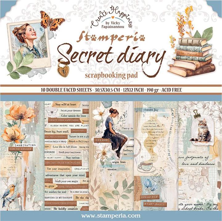 Stamperia Bloc de scrapbooking "Secret Diary (190 g/m², 10 x)