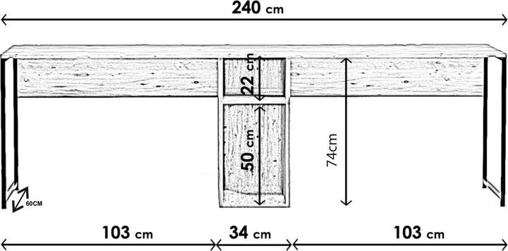 Produktbild Kalune Design Weston (240 x 60 x 72 cm)
