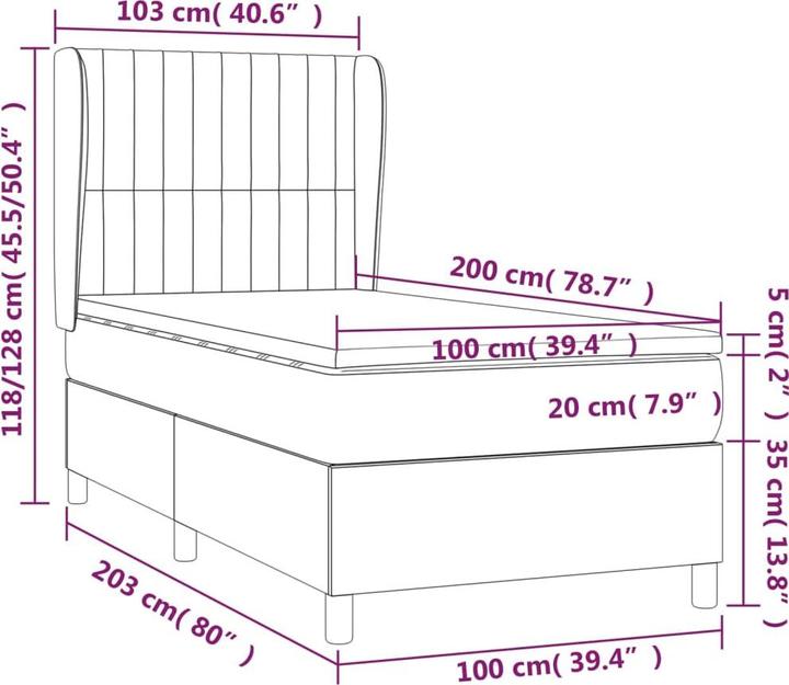Produktbild vidaXL Boxspringbett (100 x 200 cm)