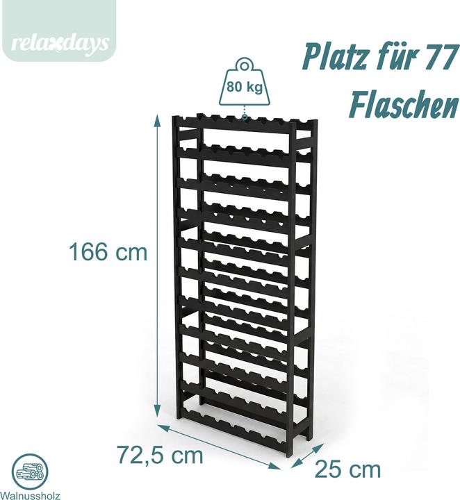 Actual product image Relaxdays winerack (72.50 x 25 x 166 cm)