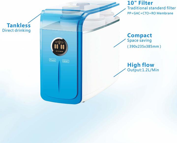 Image du produit Naturewater NW-5-125RODT Filtre Eau Osmose inverse compacte 5 étapes 470L/jour Écran Purification