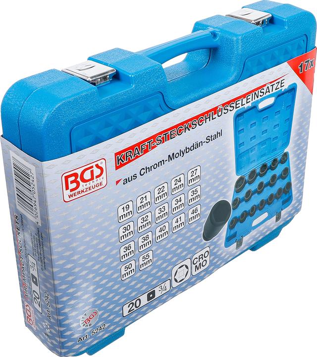 Actual product image BGS Impact Socket Set 20 mm (3/4") Drive 19 - 55 mm 17 pcs. (3/4")