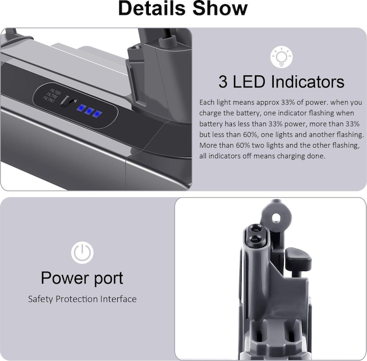 Image du produit Acconic Batterie 2500mAh pour Dyson V10 V10 Animal V10 Absolute 969352-02