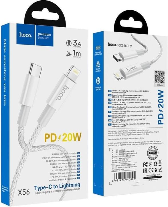 Image du produit Hoco X56 Câble de charge Lightning (1 m, USB 3.2 Gen 2, 20 W)