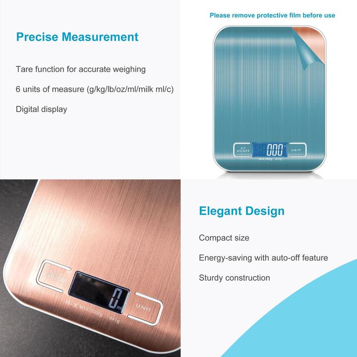 Actual product image Intirilife Digital Kitchen Scale in ROSÉ GOLD