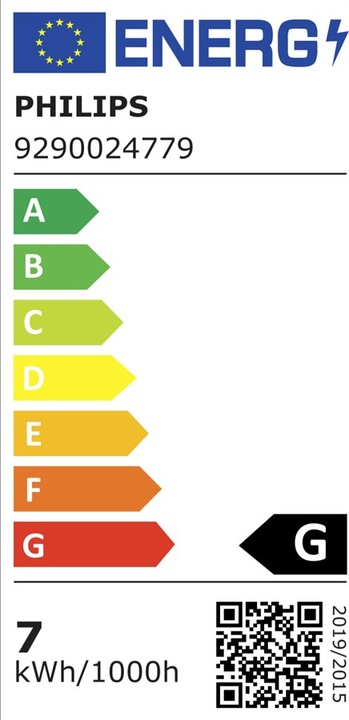 Energy Label Philips Hue Philips E27 Single Pack Giant Edison (E27, 7 W, 550 lm, 1 x, G)