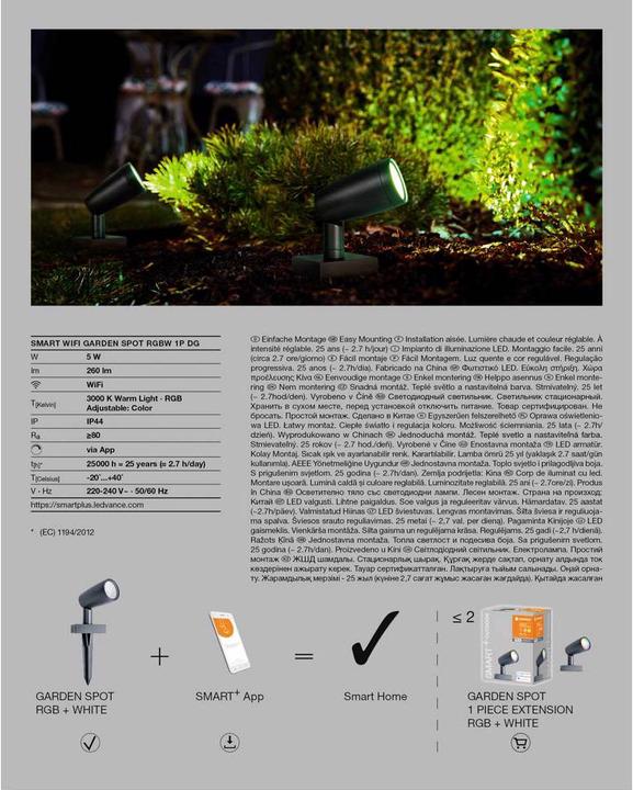 Actual product image Ledvance LED Garden Light SMART WIFI Garden RW 1P DG (260 lm, IP44)