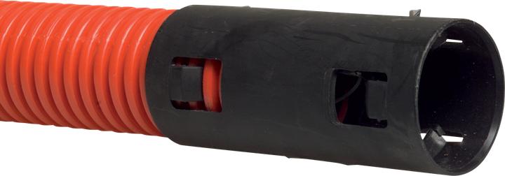 Produktbild Bevo Kabelschutzschlauch PE 50 mm Klick Muffe x Glatt DN40 Rot/Schwarz 25m (Kabeldurchlass, 2500 cm)