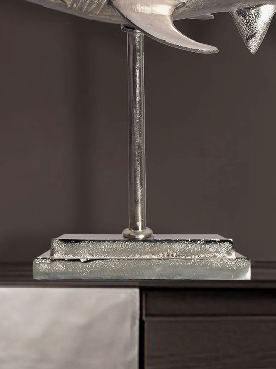 Produktbild FineBuy Deko Hai 70 cm Aluminium Wohndeko Design Dekoration Maritim Modern Alu